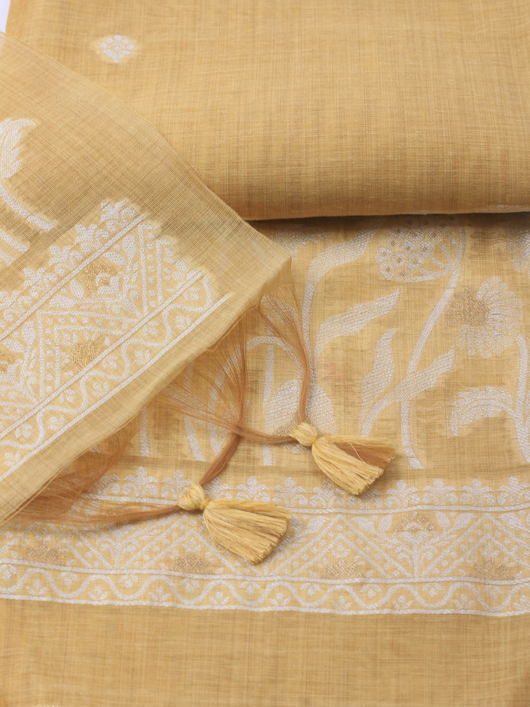 Neck Embroidery Chanderi Unstitched Suit With Dupatta