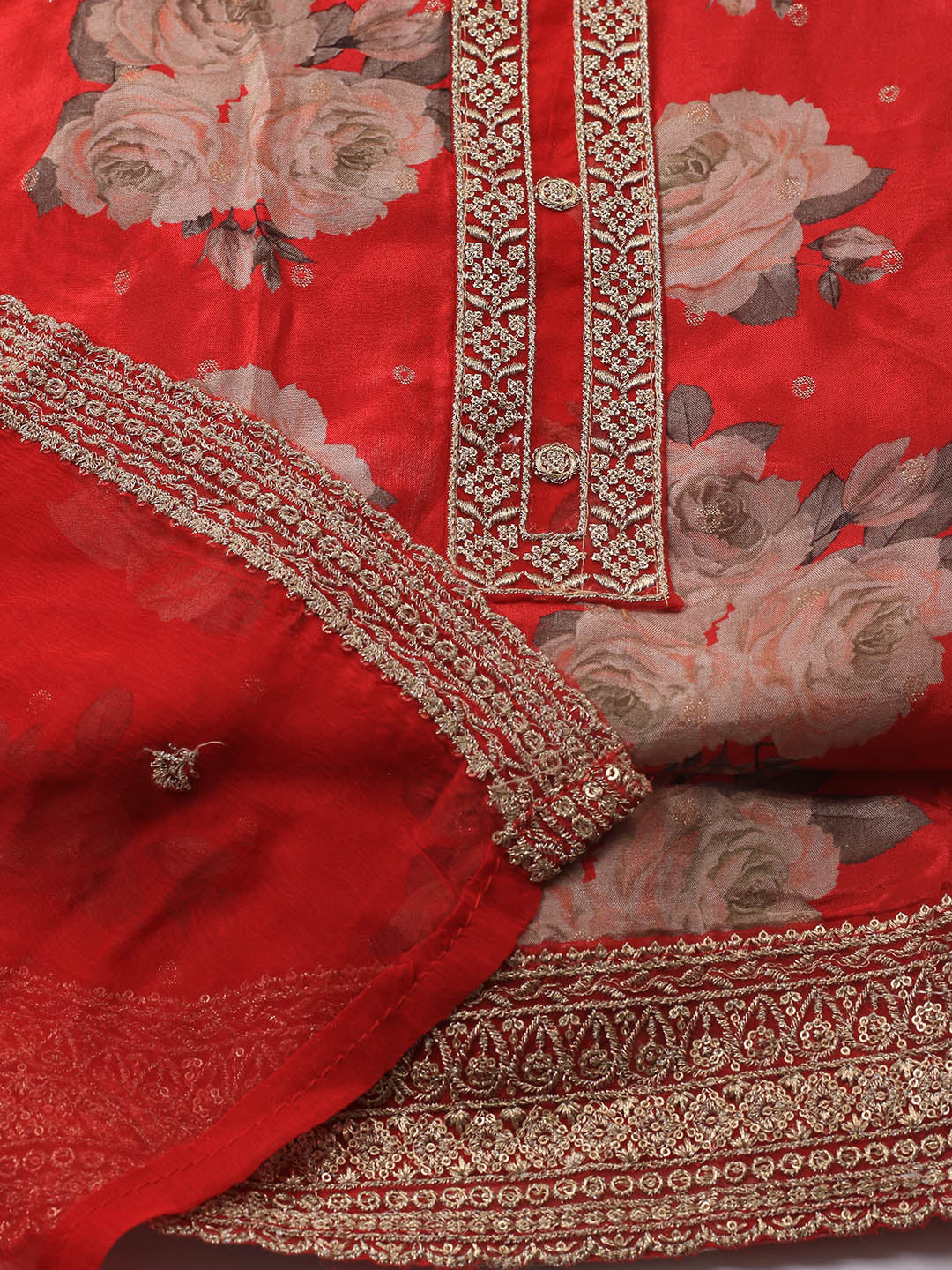 Printed Crepe Unstitched Suit With Dupatta