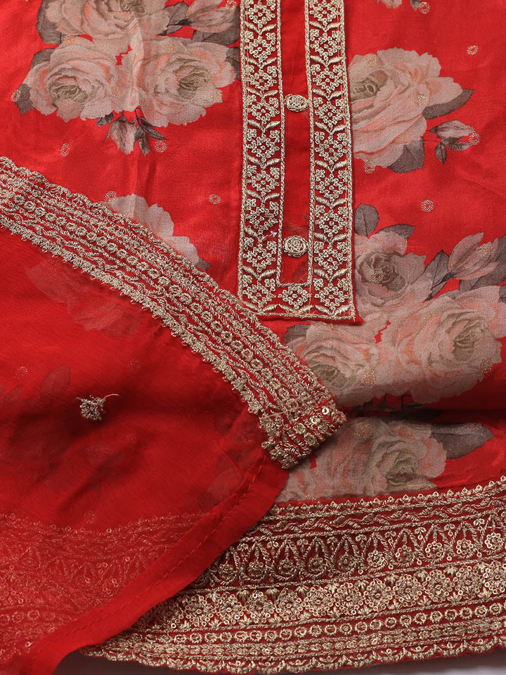 Printed Crepe Unstitched Suit With Dupatta