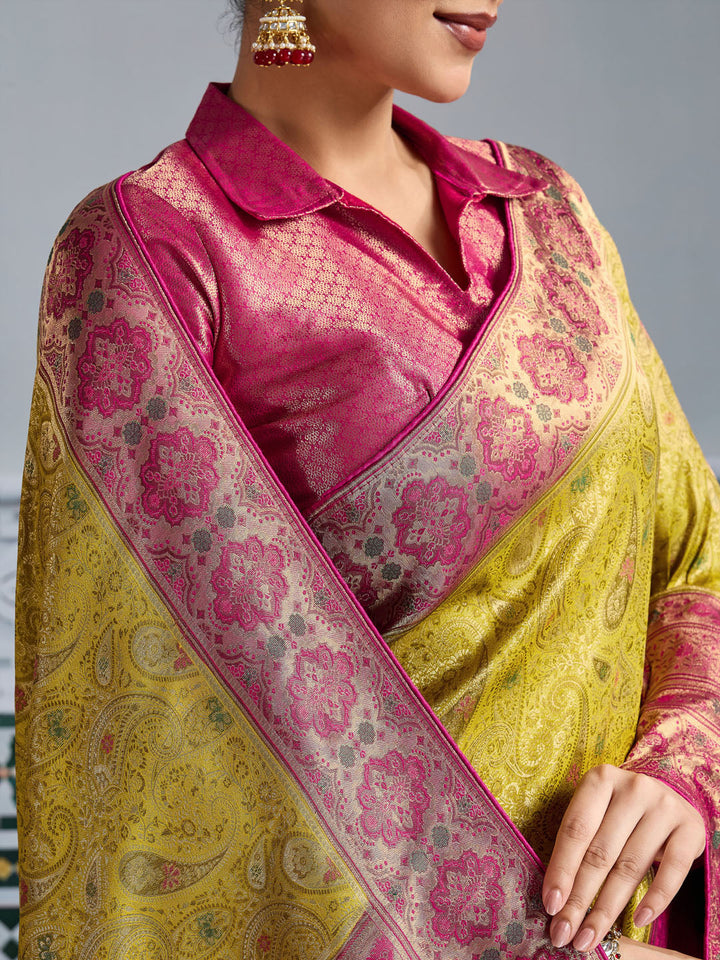 Woven Design Meenakari Kanjivaram Silk Saree