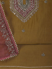 Embroidery Chanderi Unstitched Suit With Dupatta