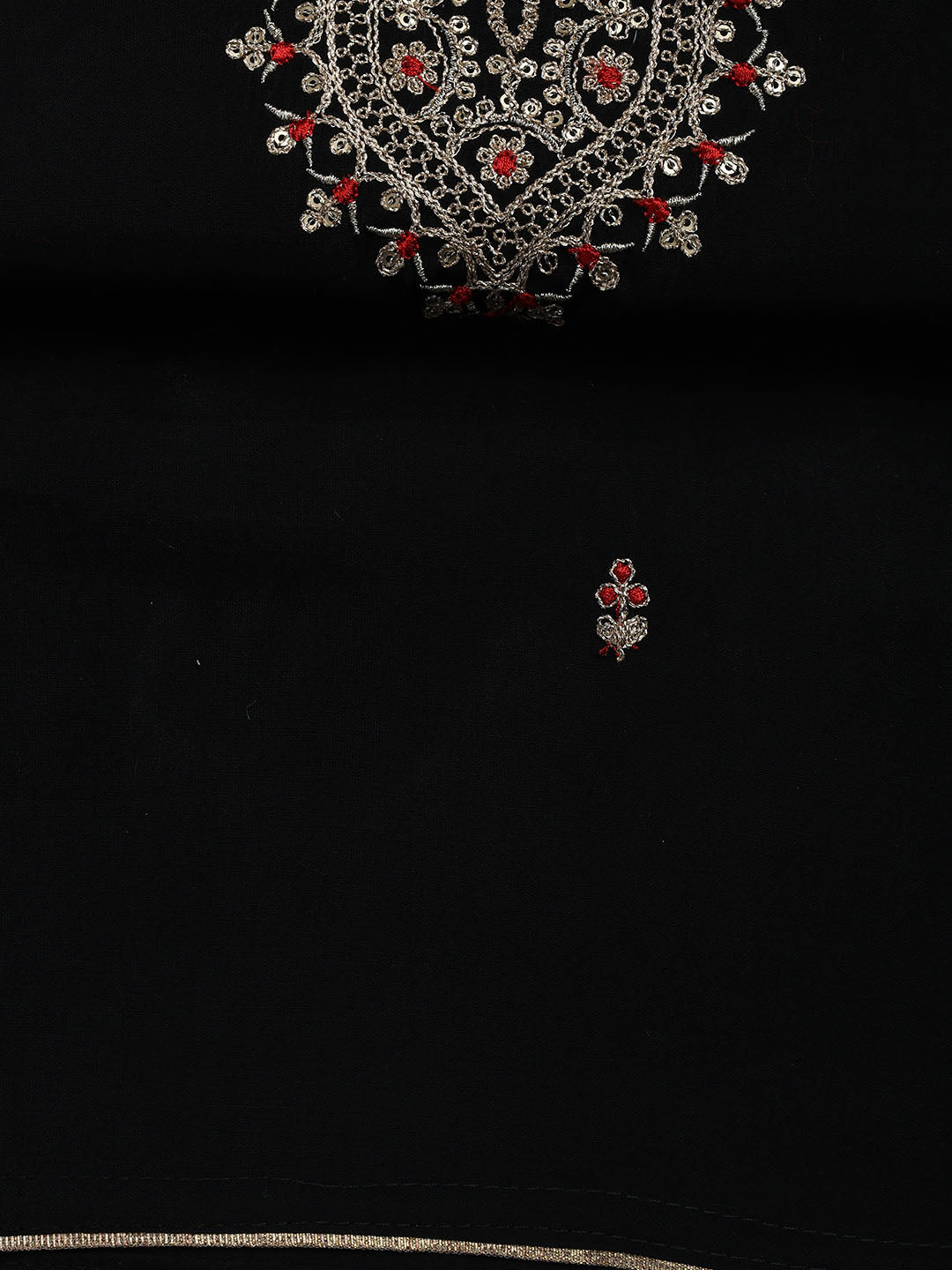 Embroidered Chanderi Unstitched Suit With Dupatta
