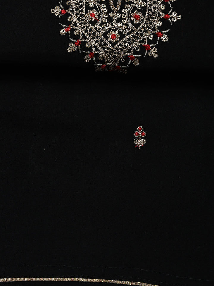 Embroidered Chanderi Unstitched Suit With Dupatta