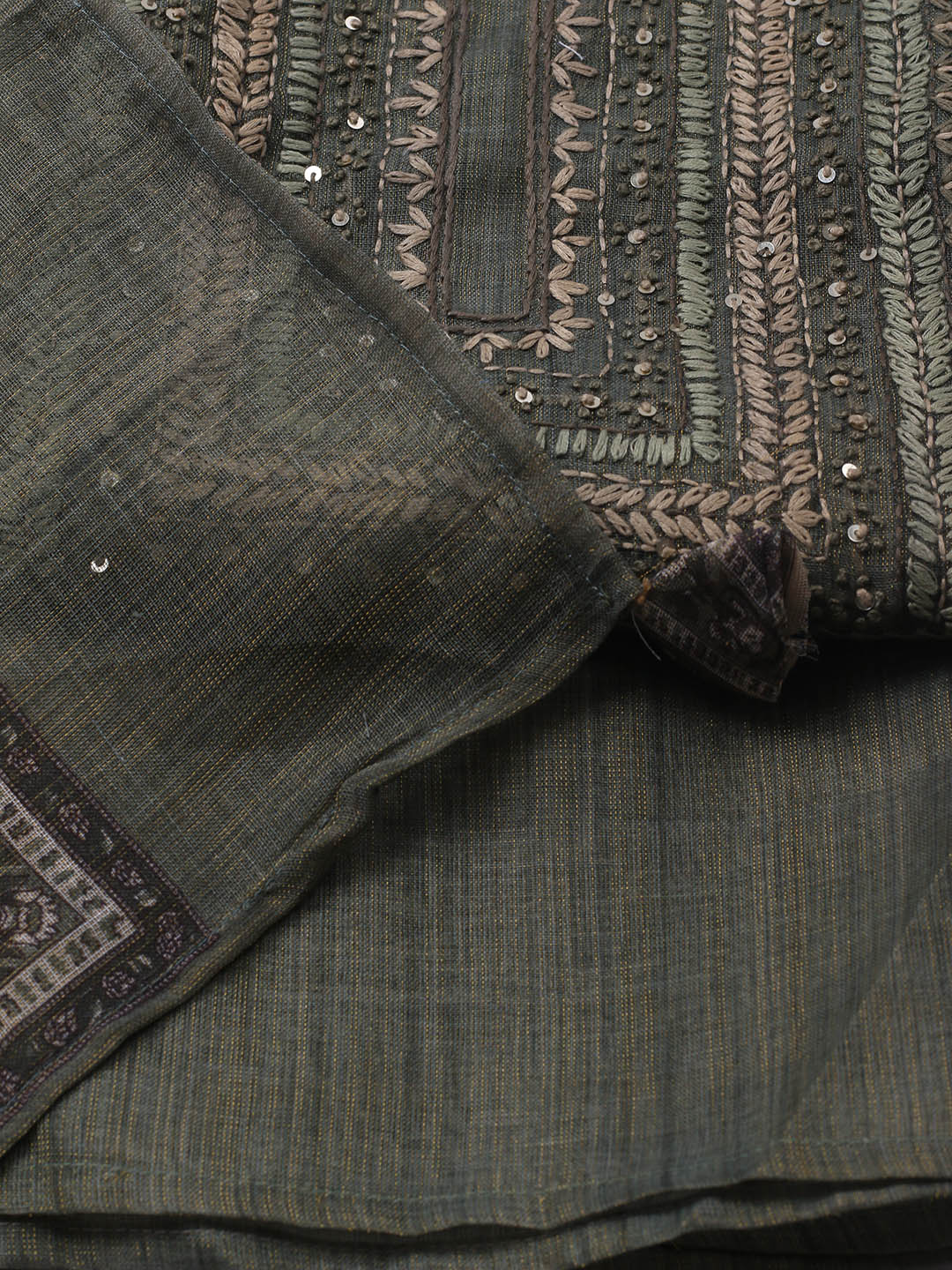 Embroidered Tissue Unstitched Suit Piece With Dupatta