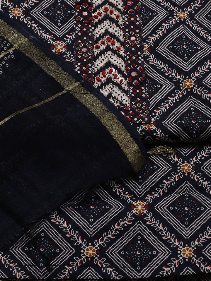 Neck Patti Cotton Blend Unstitched Suit Dupatta