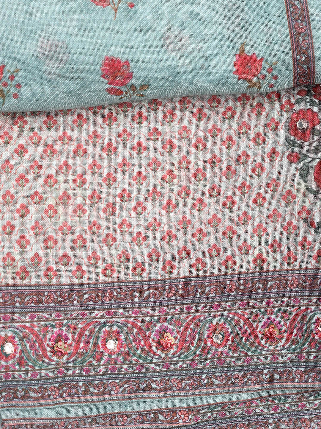 Printed Linen Unstitched Suit With Dupatta