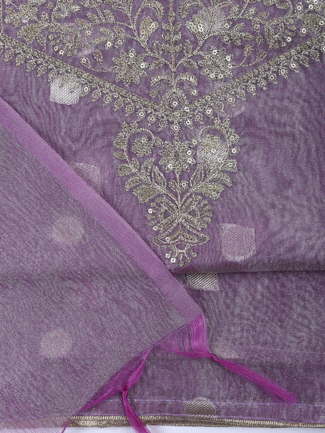 Neck Embroidered Tissue Unstitched Suit Piece With Dupatta