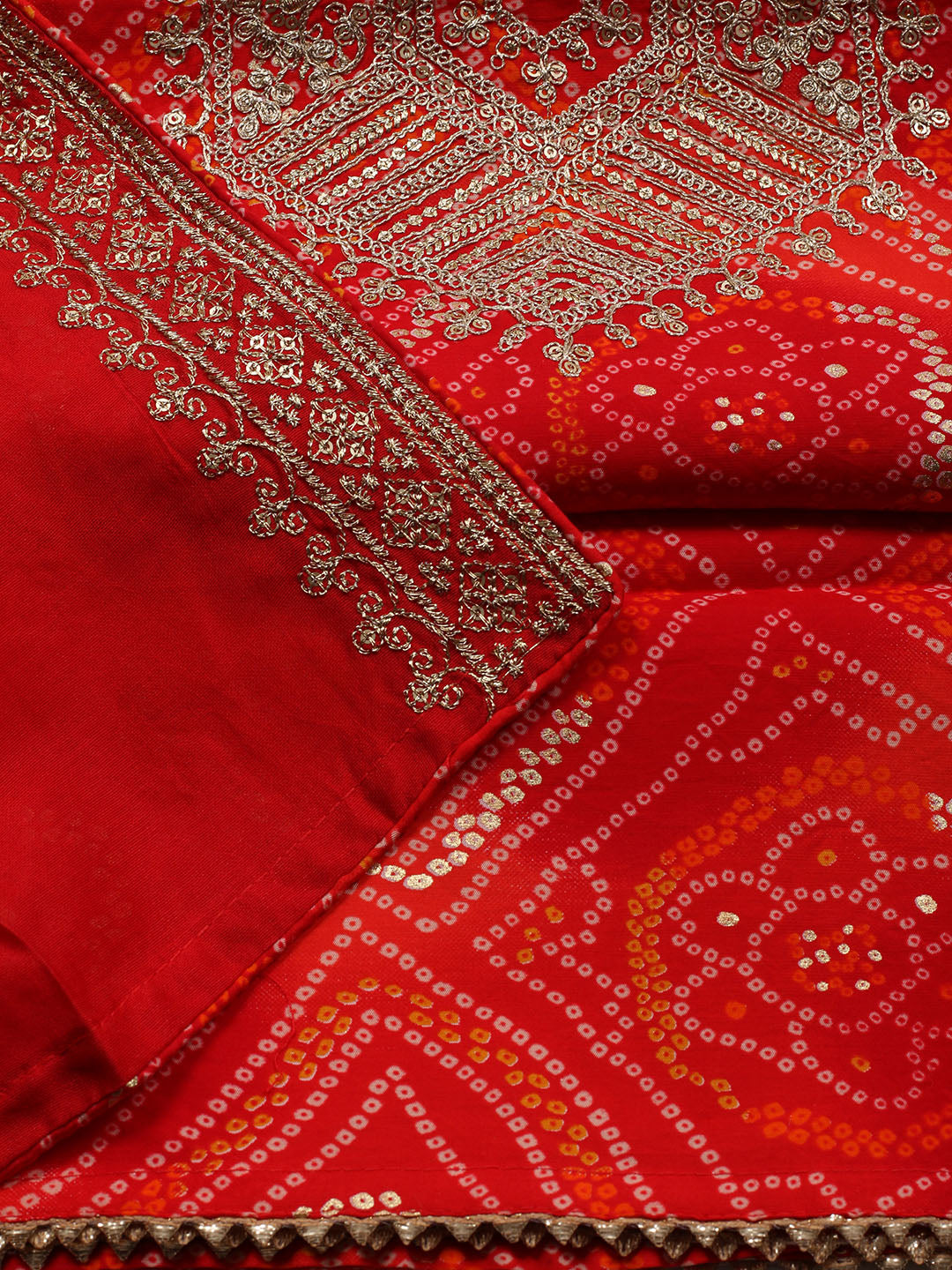 Neck Embroidered Cotton Blend Unstitched Suit With Dupatta