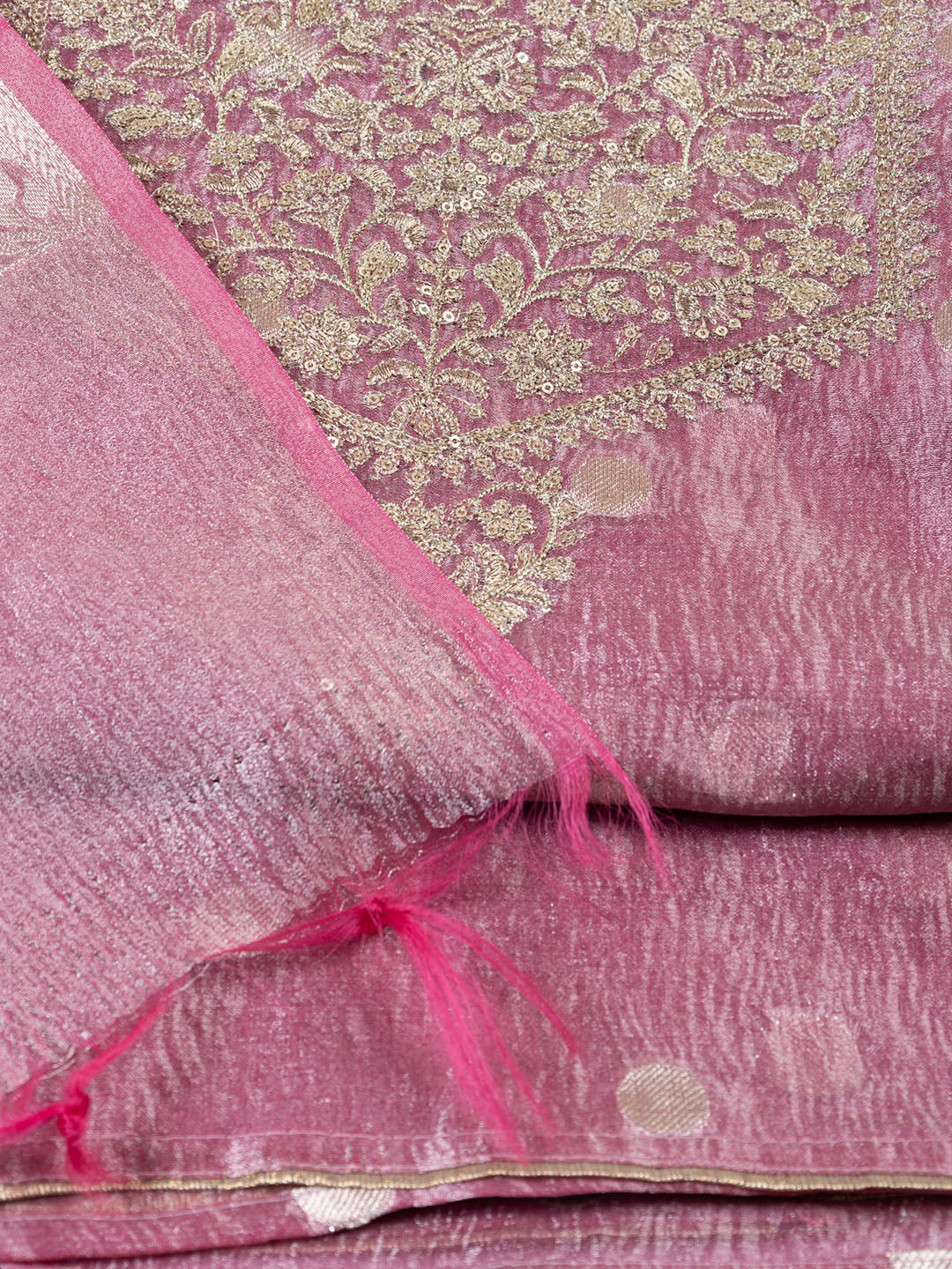 Neck Embroidered Tissue Unstitched Suit Piece With Dupatta