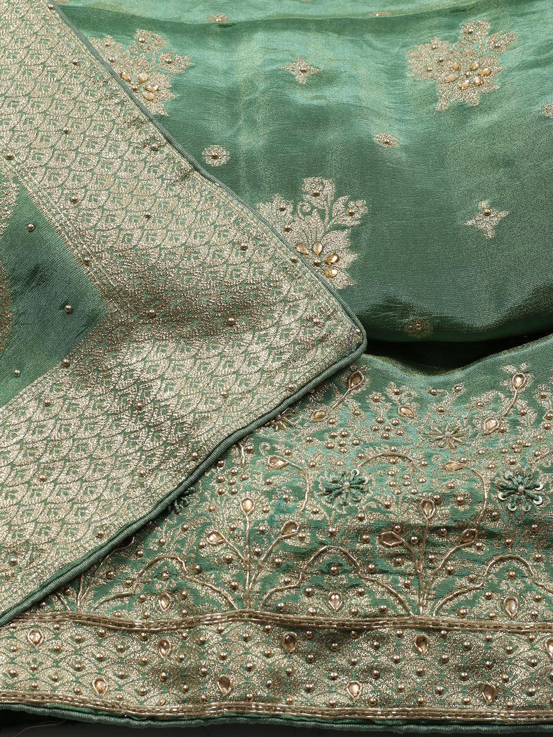 Woven Tissue Unstitched Suit Piece With Dupatta