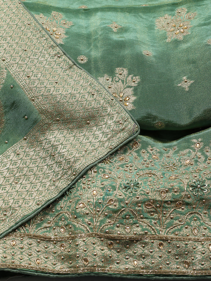 Woven Tissue Unstitched Suit Piece With Dupatta