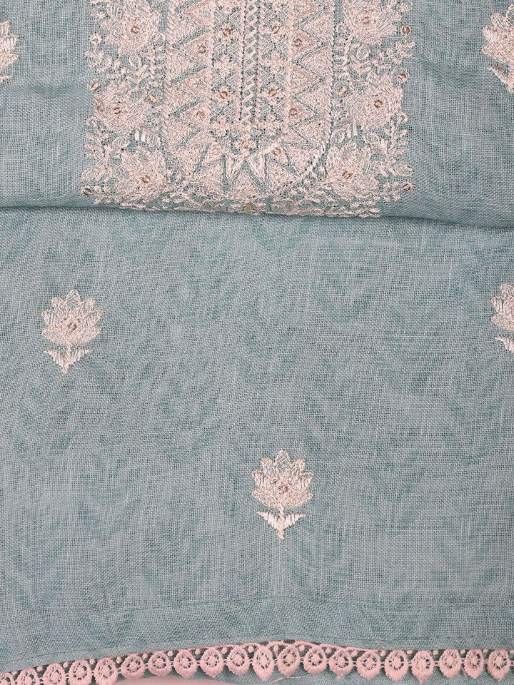 Printed Linen Unstitched Suit Piece With Dupatta