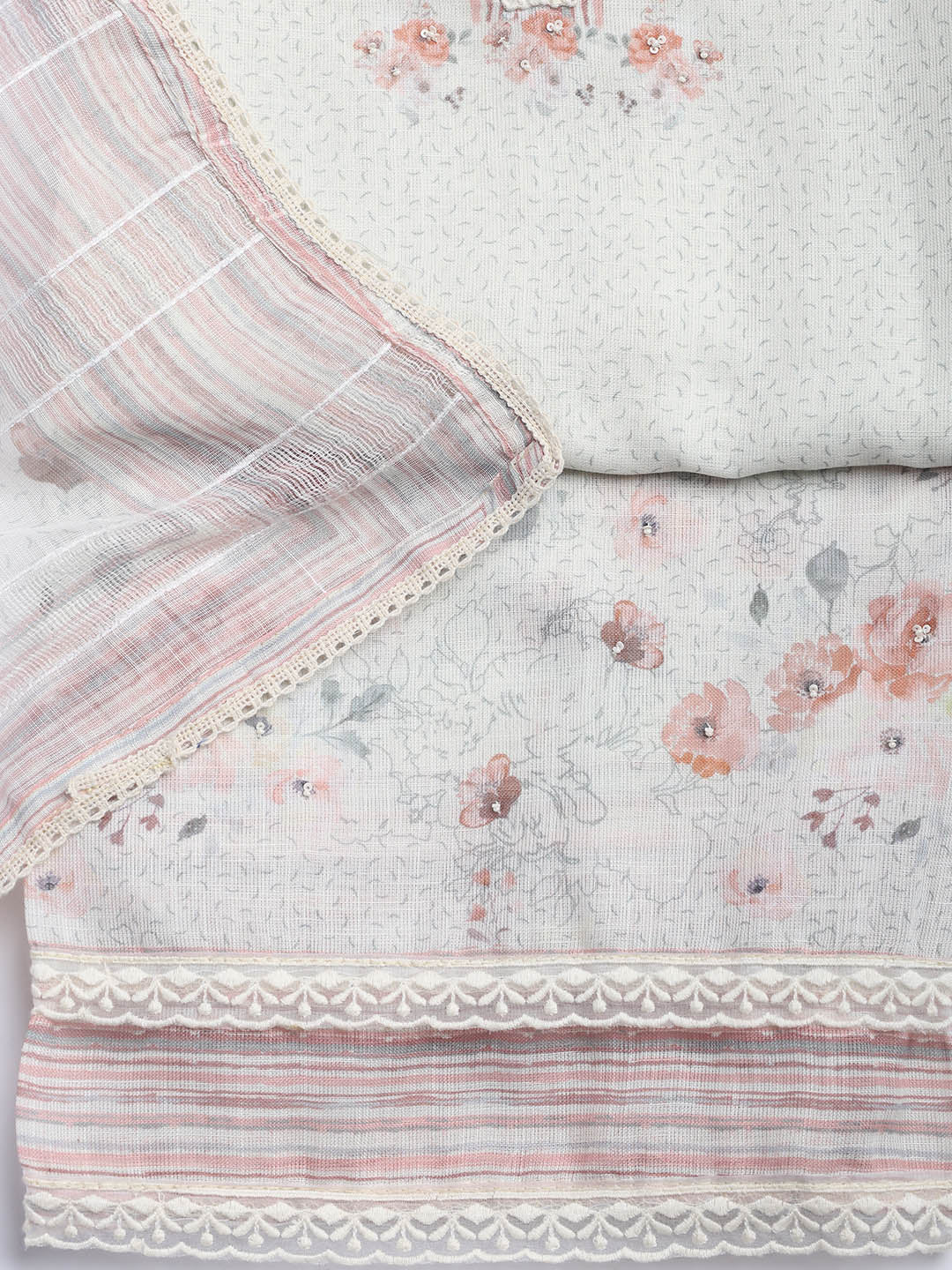 Printed Cotton Blend Unstitched Suit With Dupatta