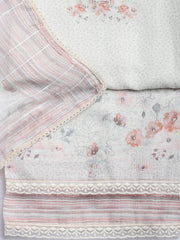 Printed Cotton Blend Unstitched Suit With Dupatta