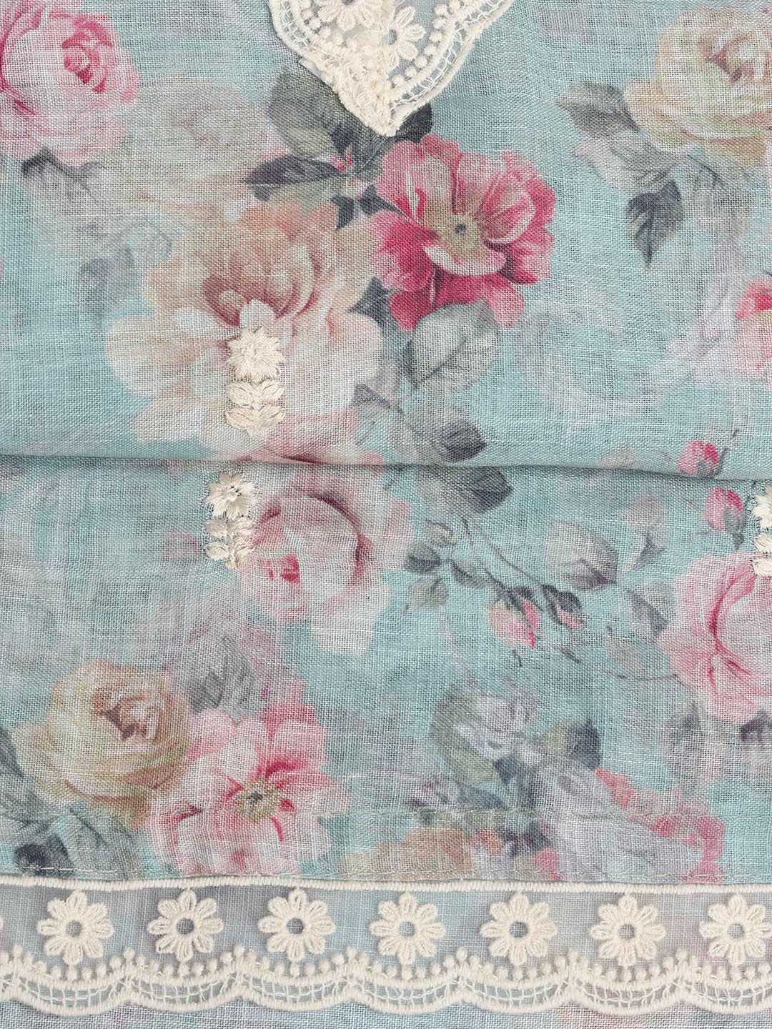 Printed Linen Unstitched Suit Piece With Dupatta