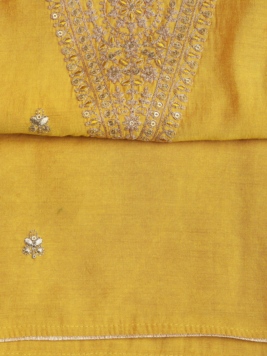 Embroidered Chanderi Unstitched Suit Piece With Dupatta
