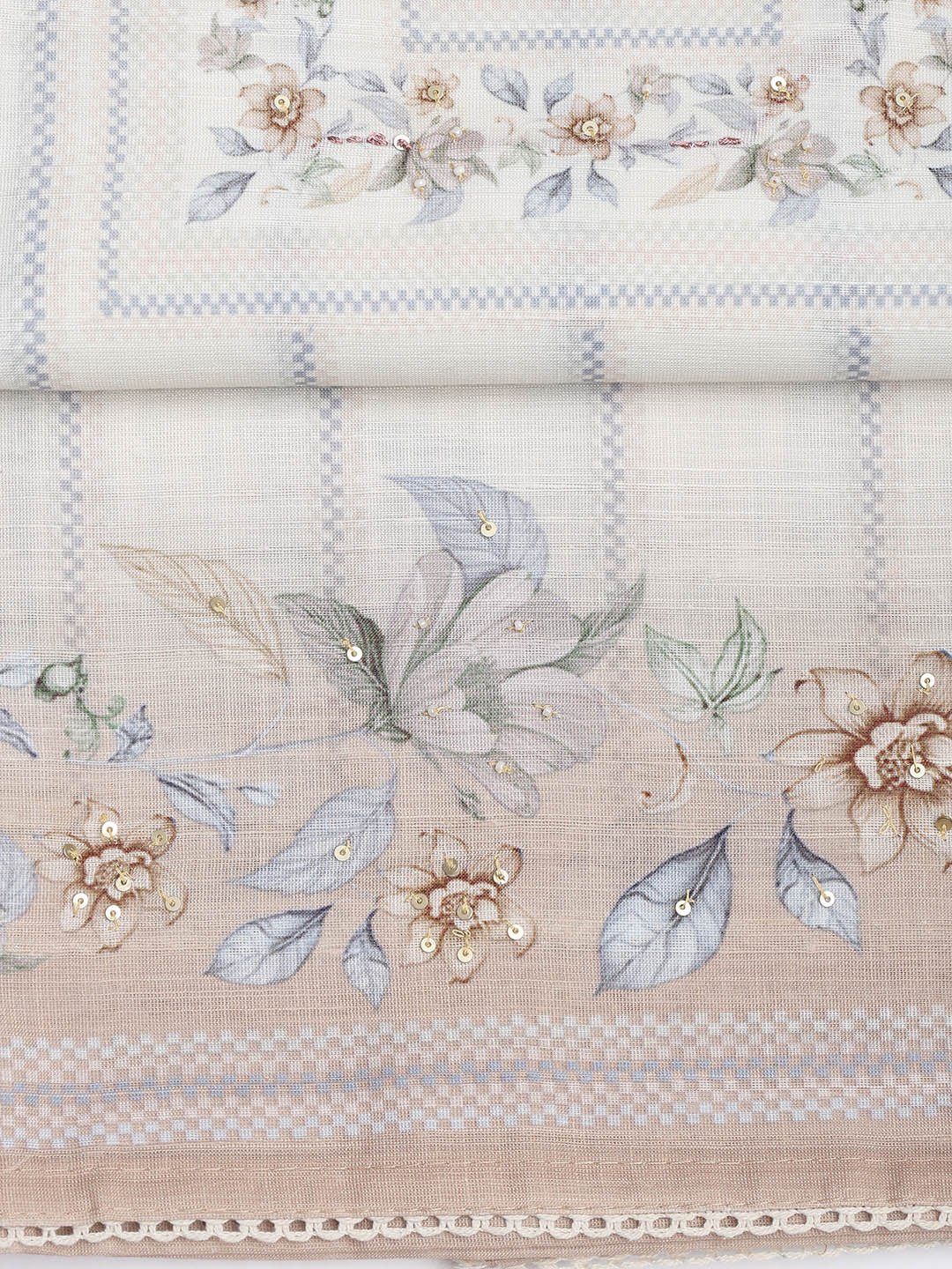 Printed Linen Unstitched Suit Piece With Dupatta