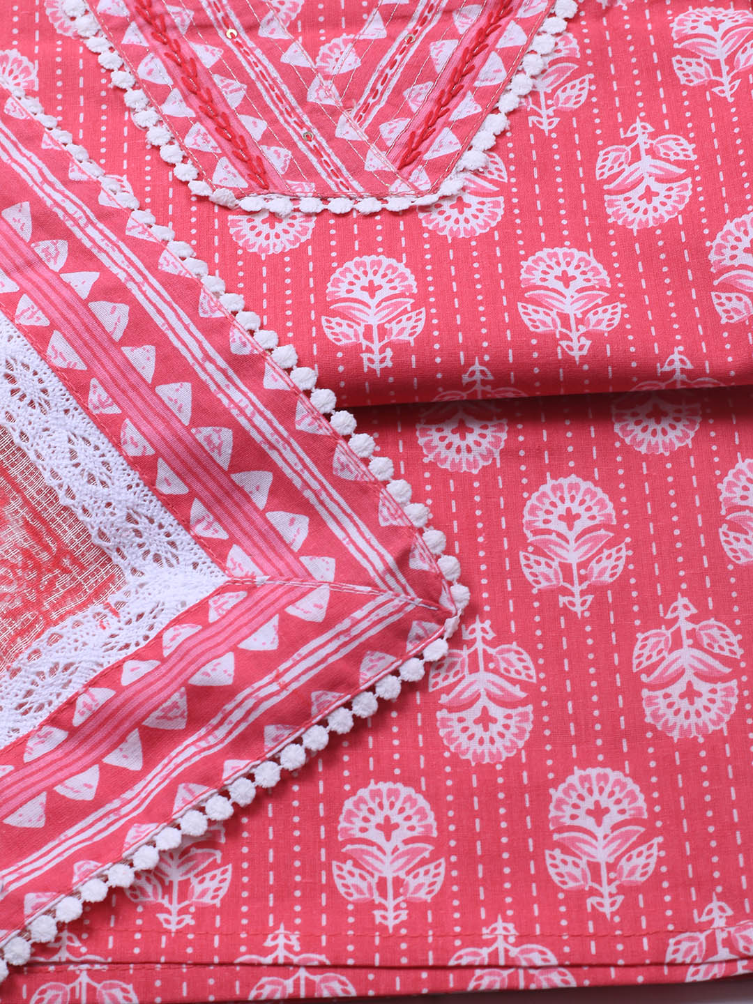Printed Cotton Blend Unstitched Suit With Dupatta