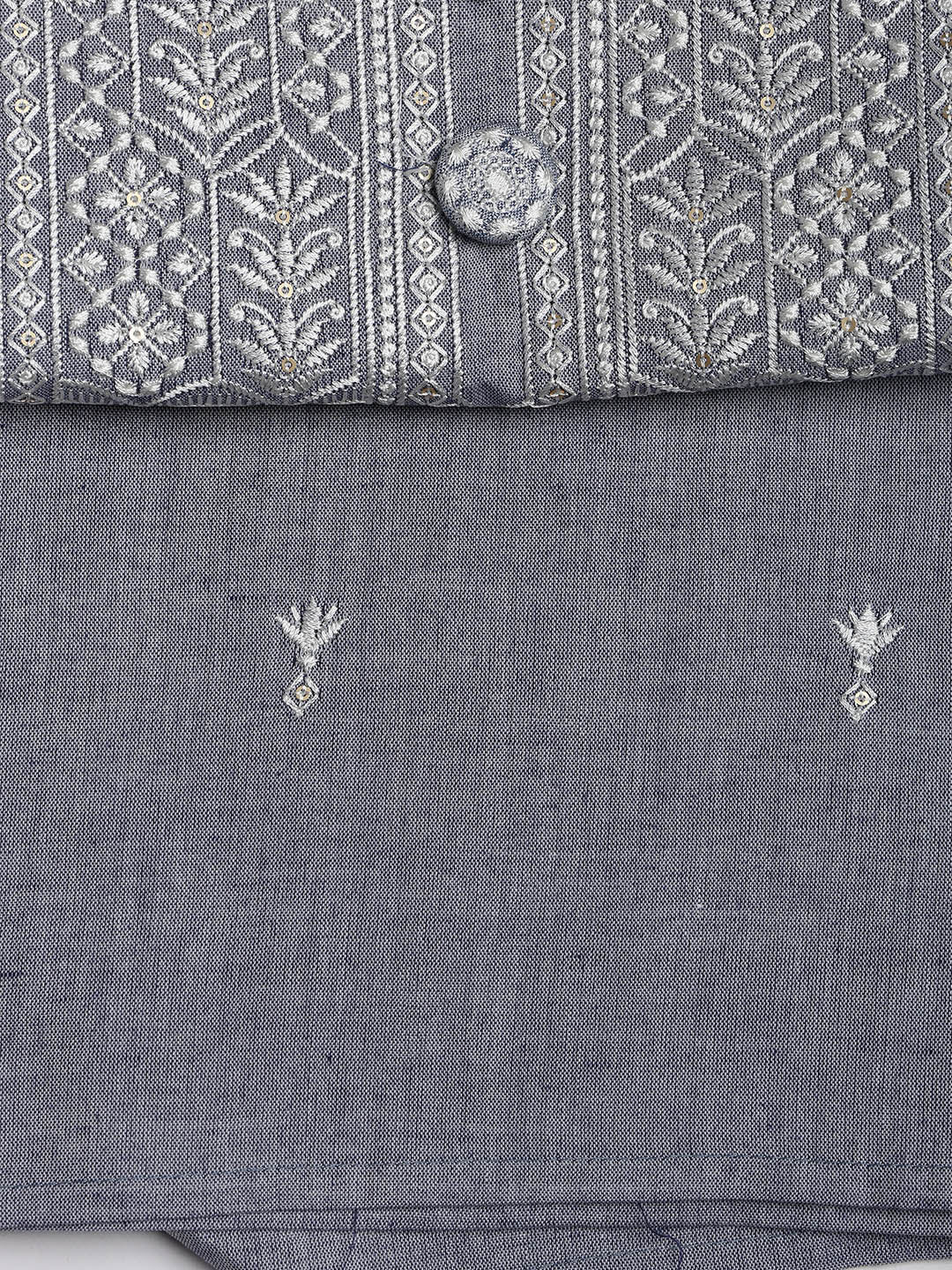 Embroidered Cotton Blend Unstitched Suit Piece With Dupatta