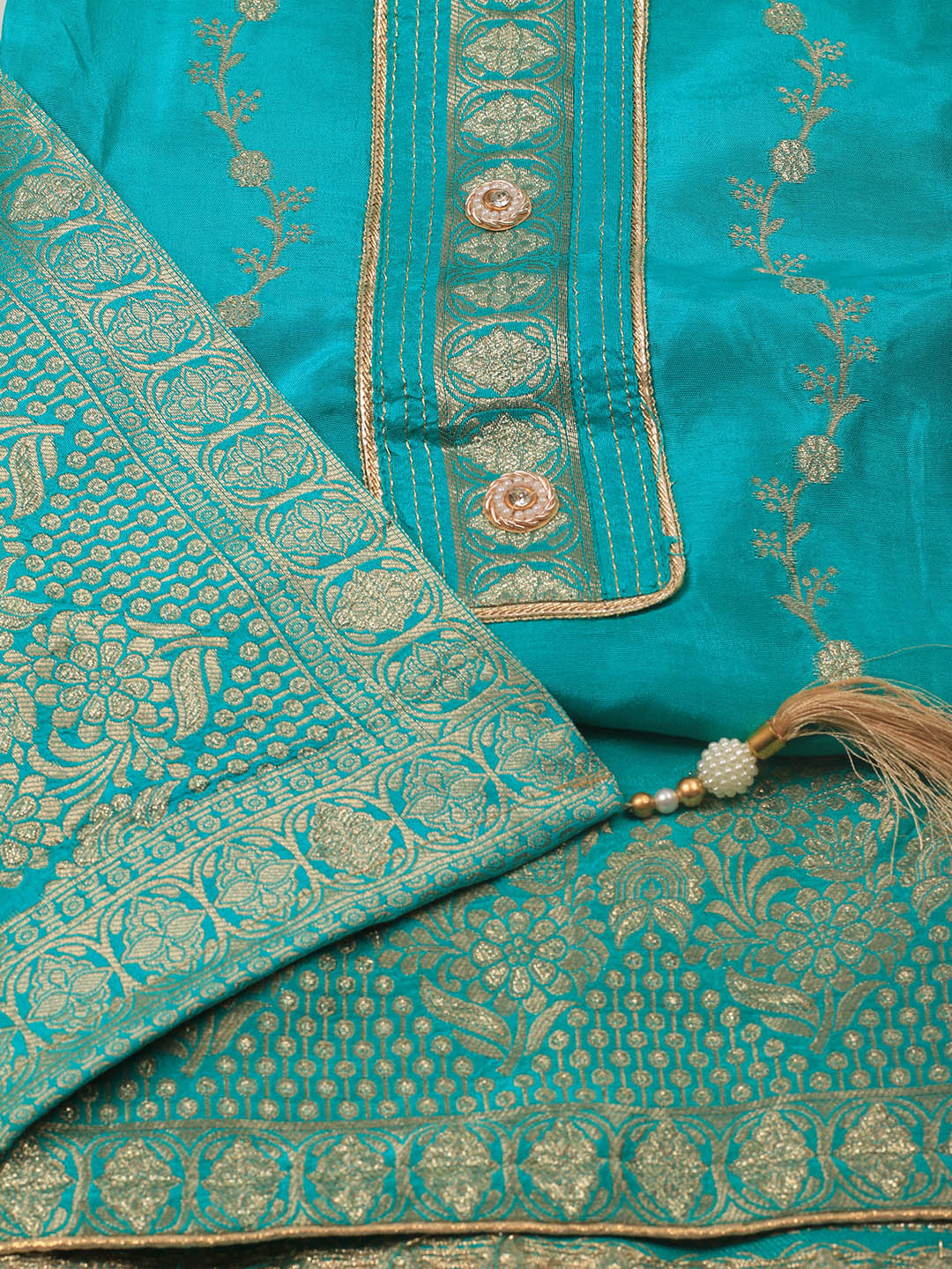 Embroidery Chanderi Unstitched Suit With Dupatta