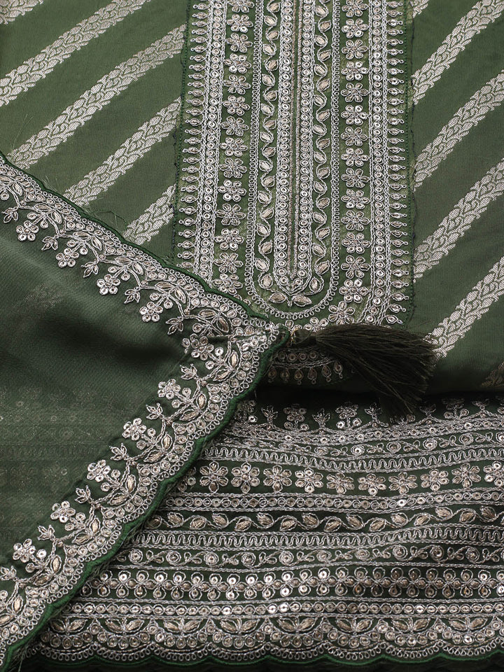 Zari Jaal Art Silk Unstitched Suit Piece With Dupatta