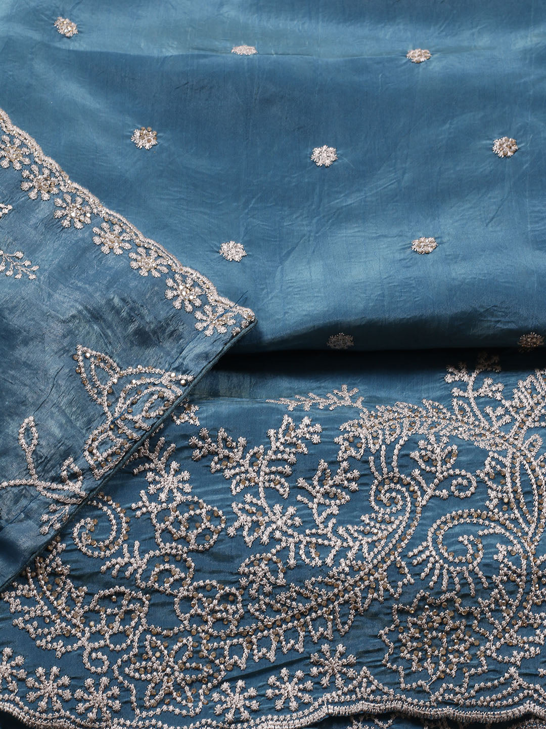 Embroidery Tissue Unstitched Suit Piece With Dupatta