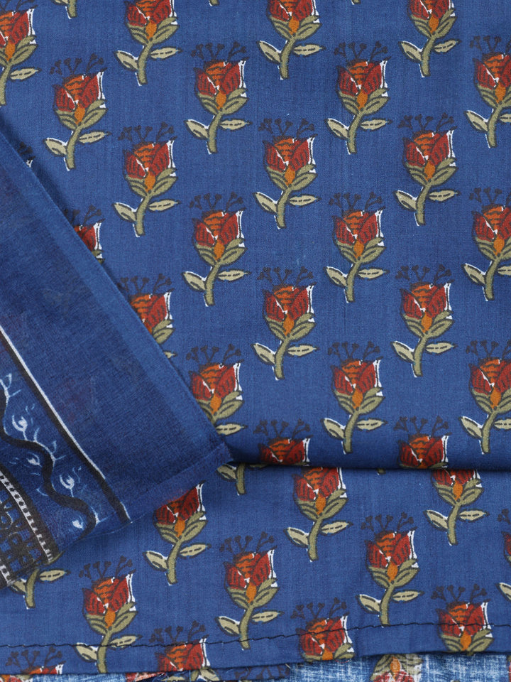 Printed Cotton Blend Unstitched Suit With Dupatta