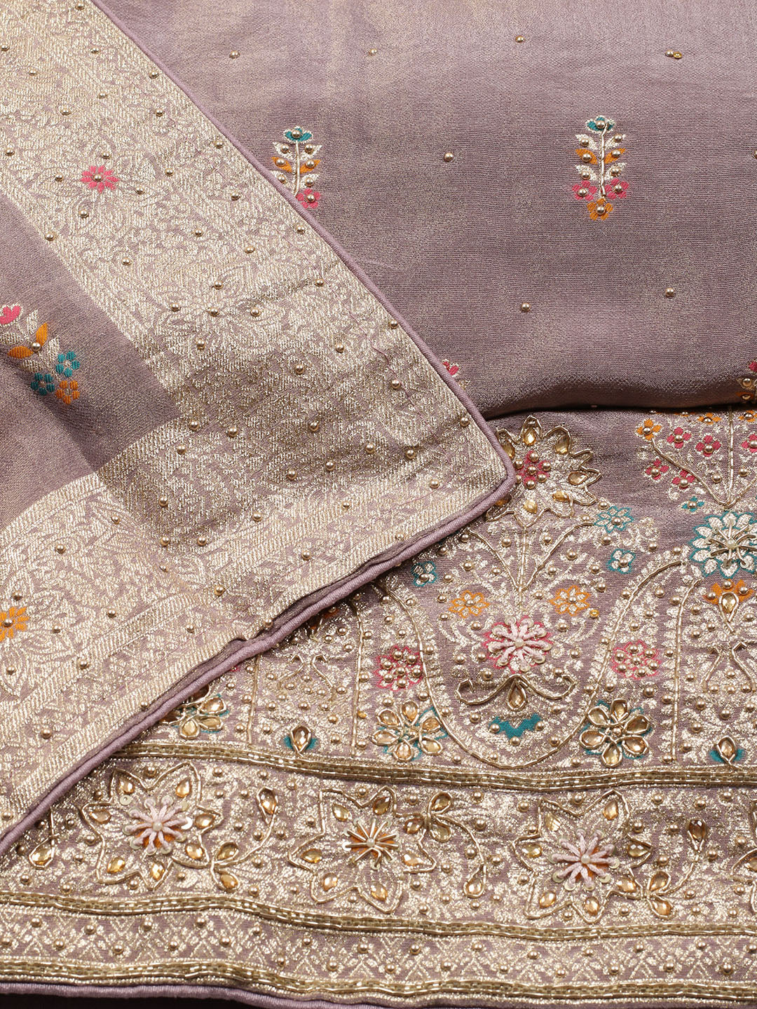 Woven Tissue Unstitched Suit Piece With Dupatta