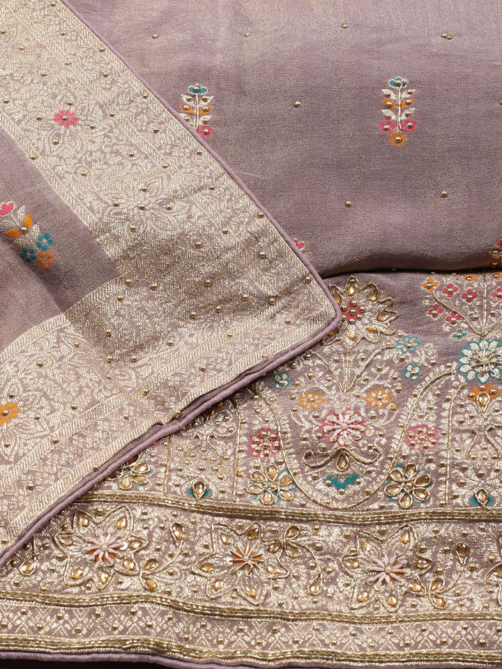 Woven Tissue Unstitched Suit Piece With Dupatta