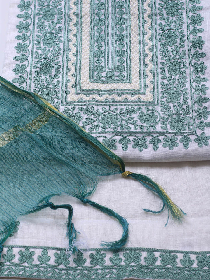 Neck Embroidery Cotton Blend Unstitched Suit With Dupatta