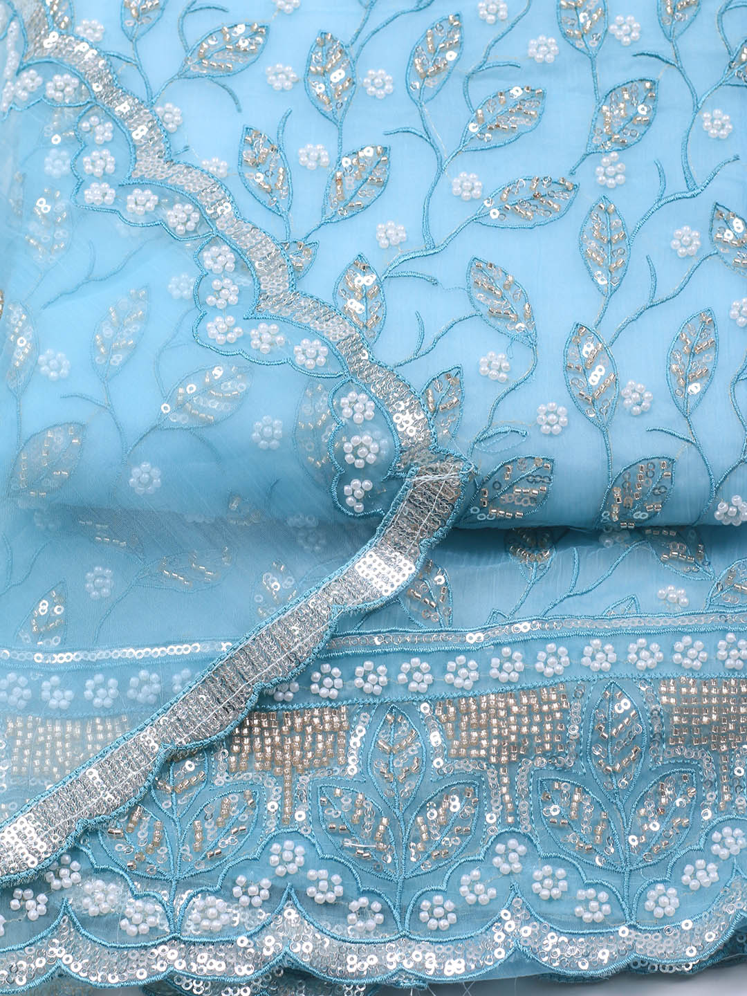 Embroidered Chiffon Unstitched Suit With Dupatta