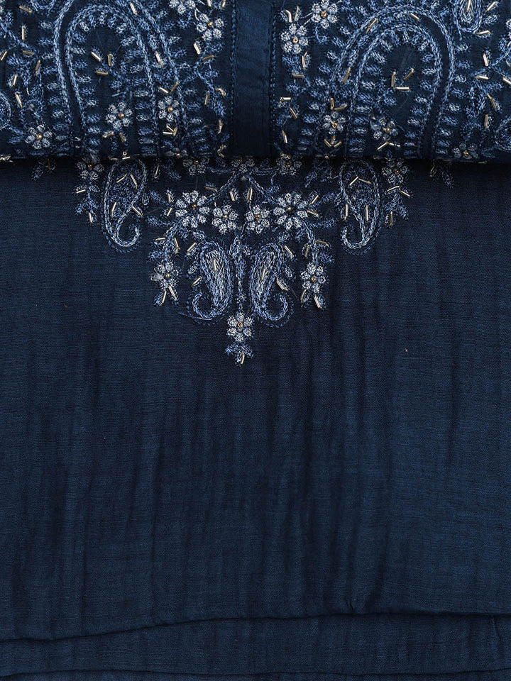 Embroidery Chanderi Unstitched Suit With Dupatta