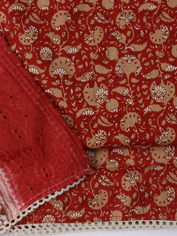 Neck Patti Cotton BlendUnstitched Suit Dupatta