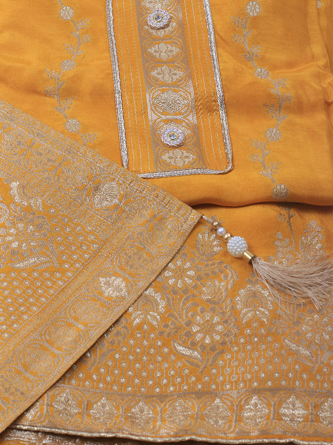 Embroidery Chanderi Unstitched Suit With Dupatta