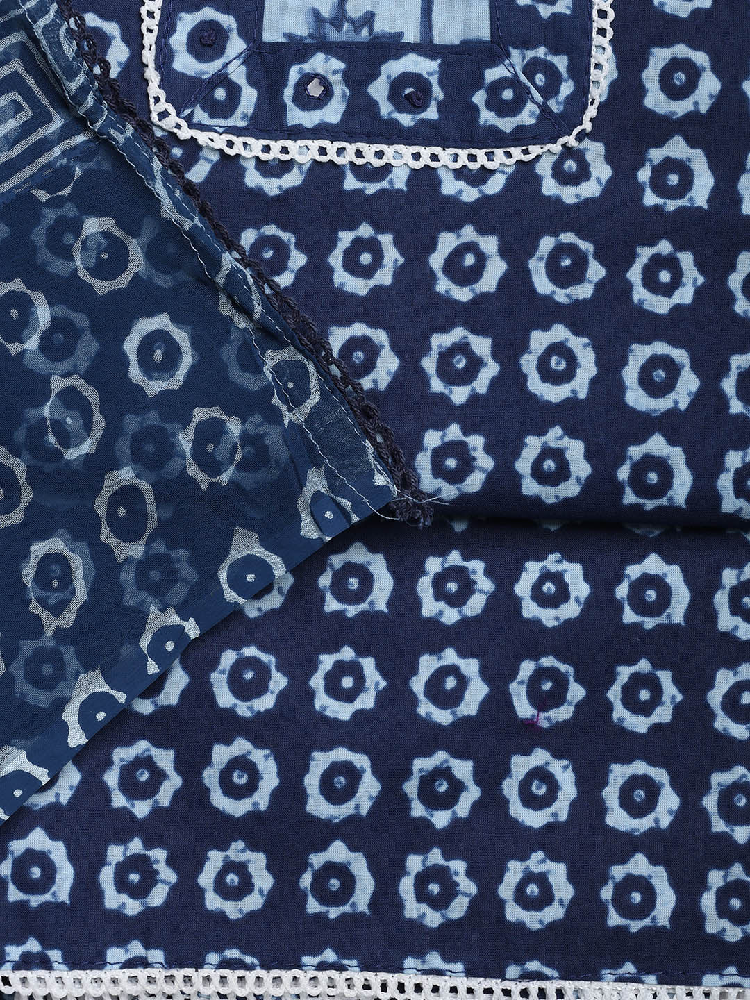 Printed Cotton Blend Unstitched Suit With Dupatta
