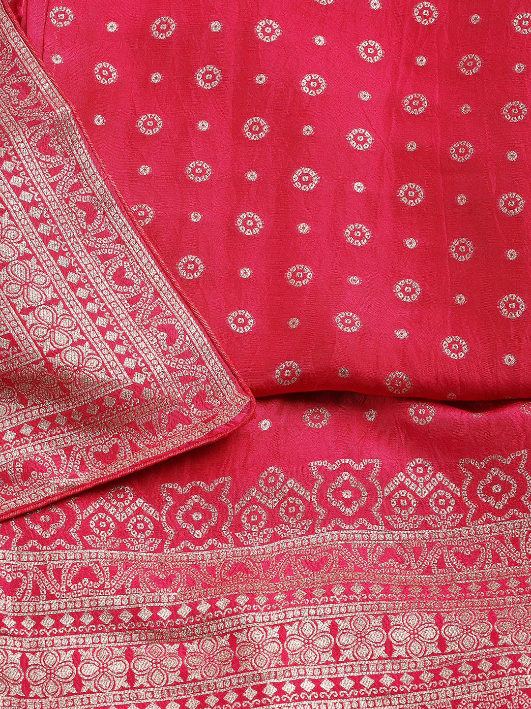 Embroidered Art Silk Unstitched Suit Piece With Dupatta