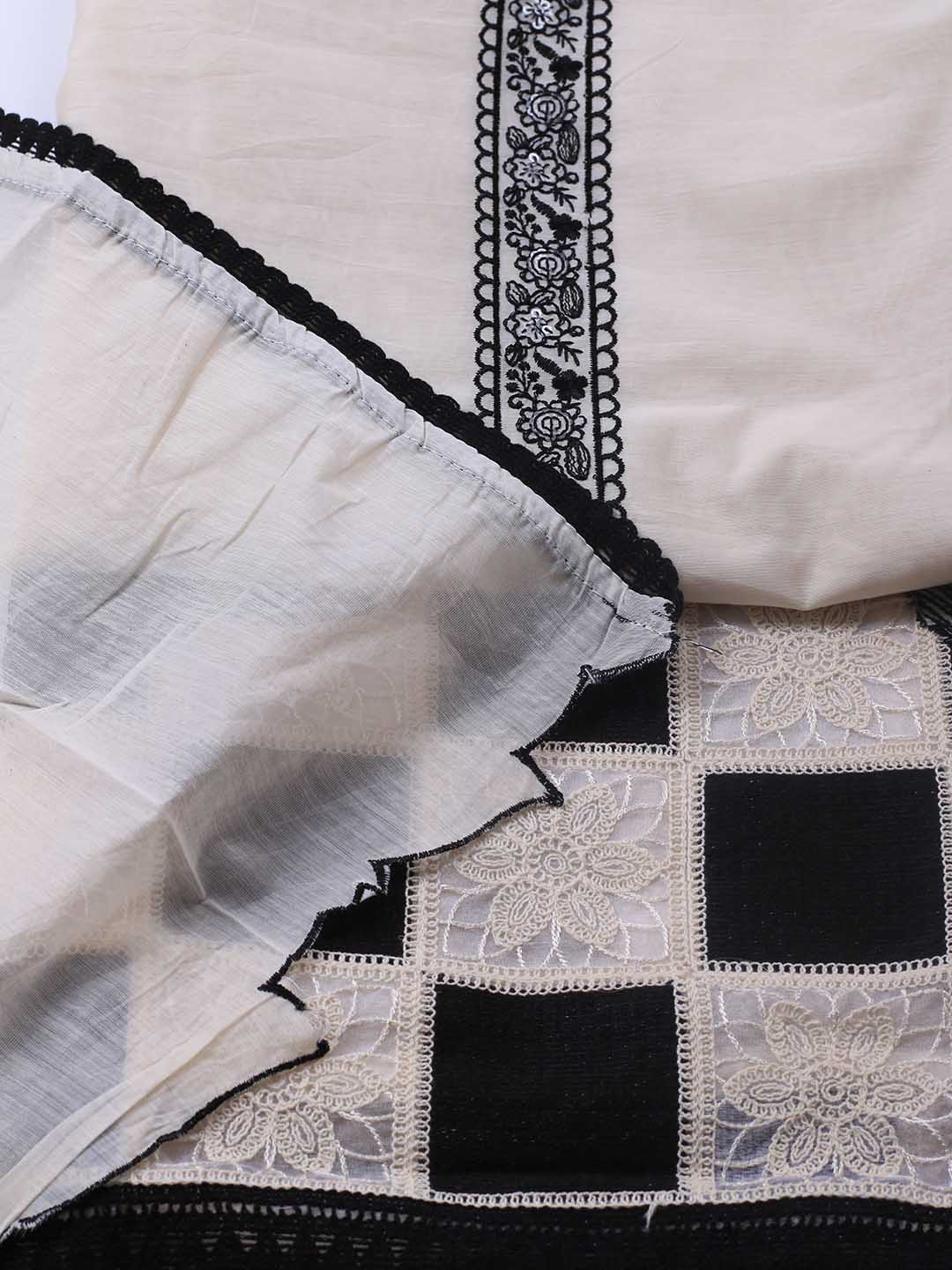 Embroidered Chanderi Unstitched Suit Piece With Dupatta