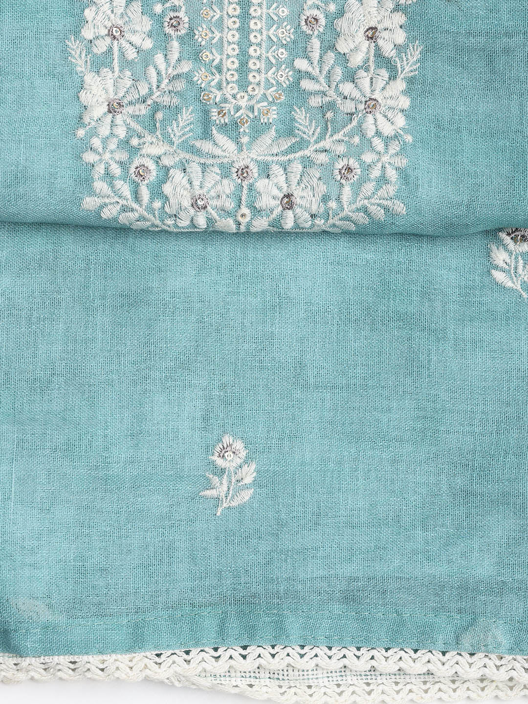 Embroidered Chanderi Unstitched Suit Piece With Dupatta