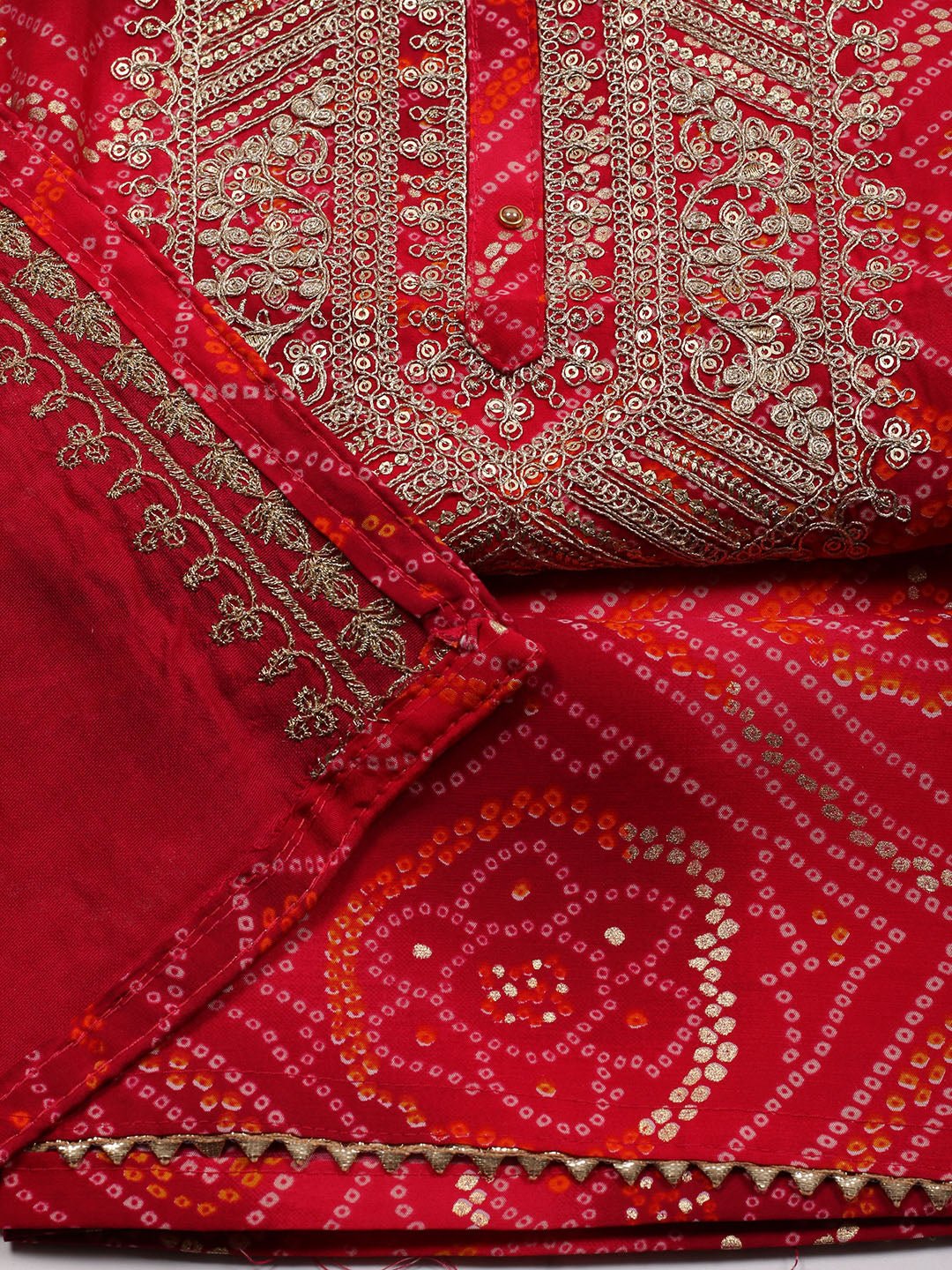 Neck Embroidered Cotton Blend Unstitched Suit With Dupatta