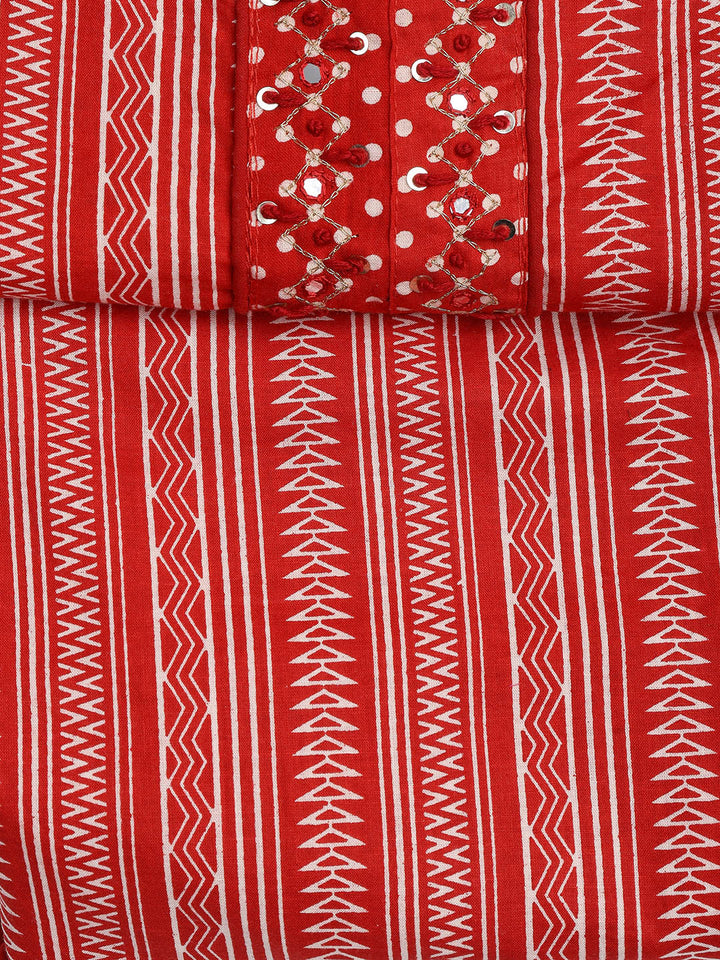 Printed Cotton Blend Unstitched Suit With Dupatta