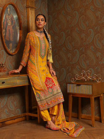 Embroidery Georgette Kurti With Pants & Dupatta