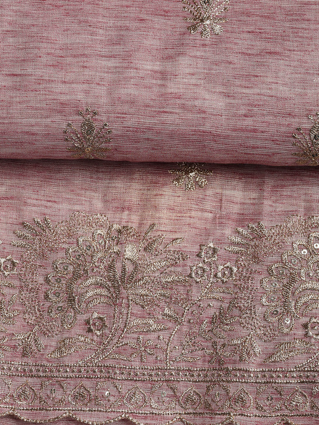 Embroidered Chanderi Unstitched Suit Piece With Dupatta