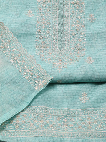 Neck Embroidered Cotton Unstitched Suit With Dupatta