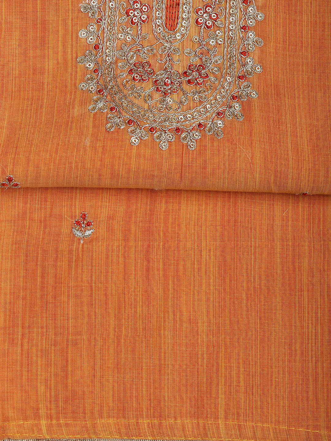 Neck Embroidered Cotton Blend Unstitched Suit With Dupatta