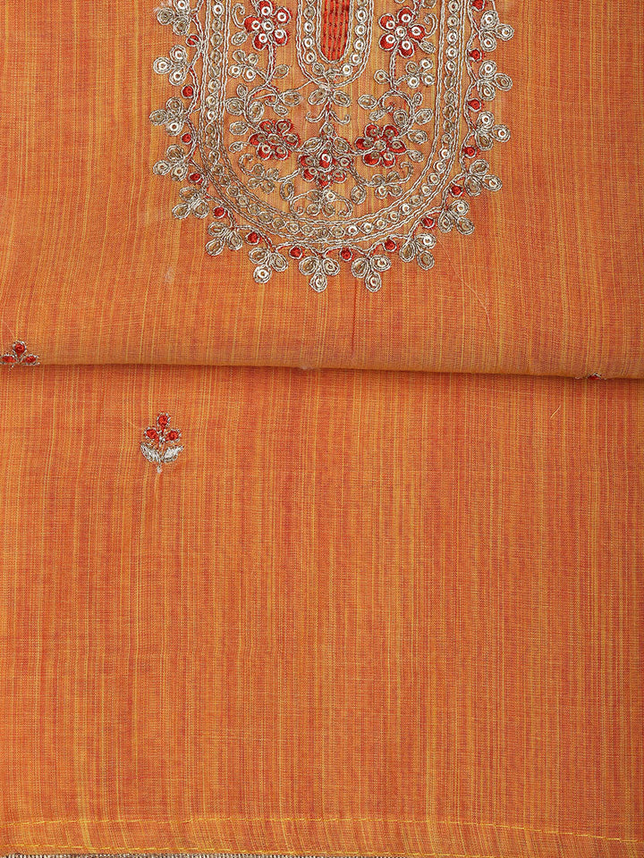 Neck Embroidered Cotton Blend Unstitched Suit With Dupatta