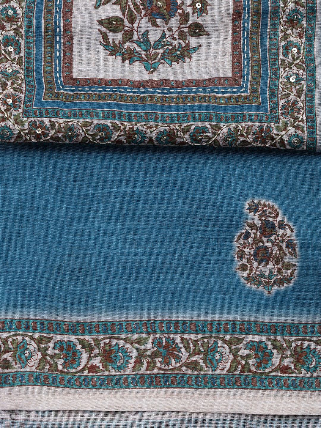 Printed Chanderi Unstitched Suit With Dupatta