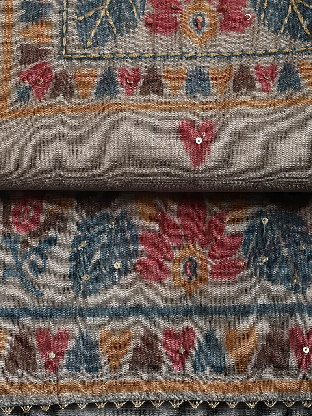 Woven Chanderi Unstitched Suit With Dupatta