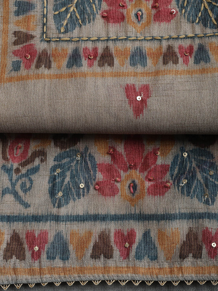 Woven Chanderi Unstitched Suit With Dupatta