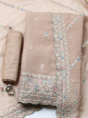 Embroidered Tissue Unstitched Suit With Pant & Dupatta