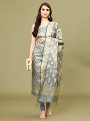 Woven Chanderi Unstitched Suit With Dupatta